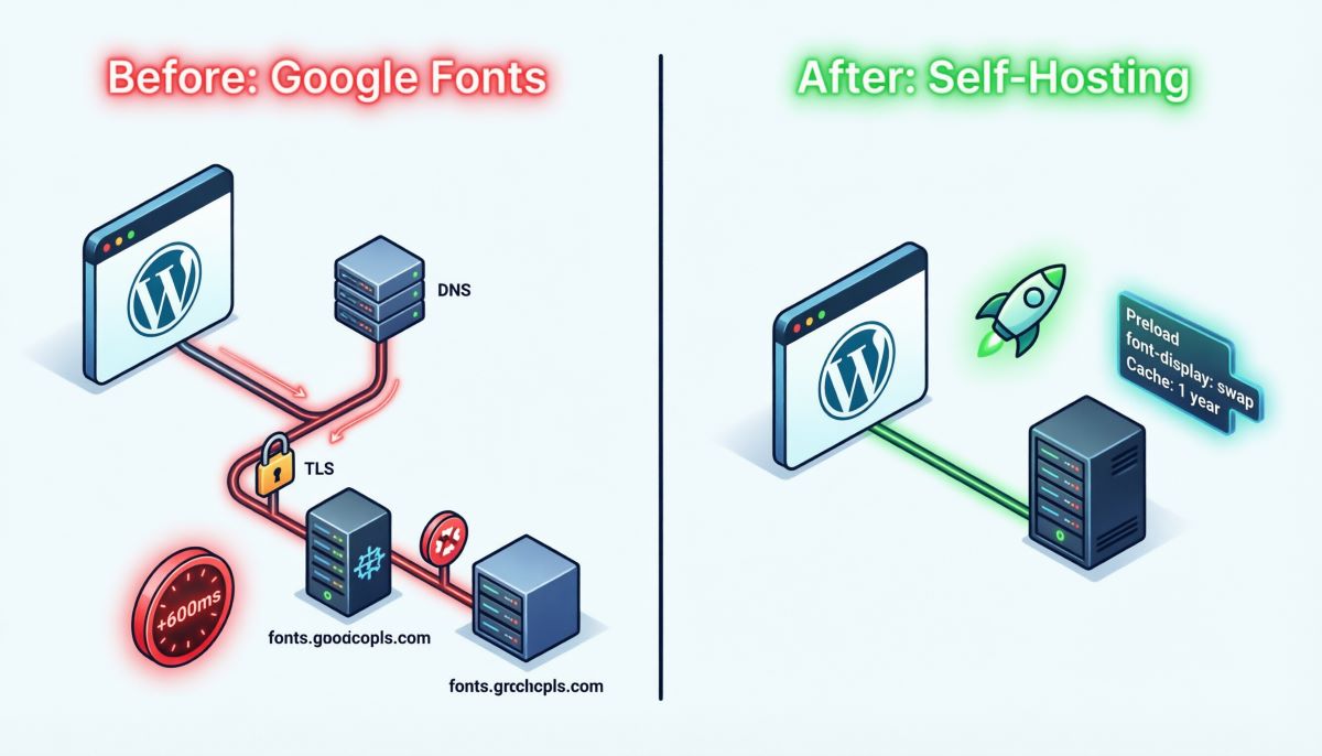 Оптимизация шрифтов в WordPress — waterfall загрузка woff2 с preload и кэшированием на 1 год